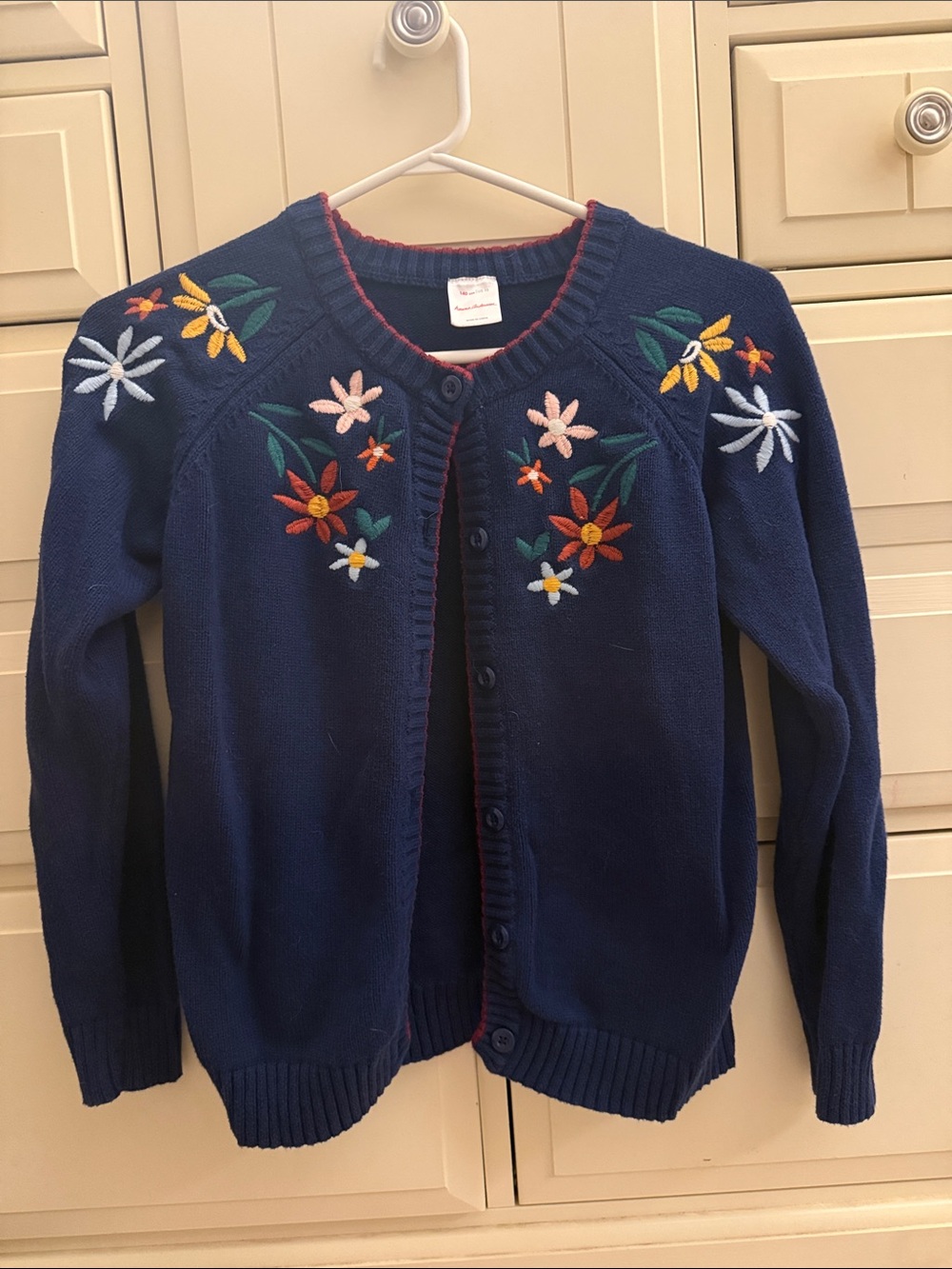 Hanna Andersson Navy Floral Embroidered Cardigan